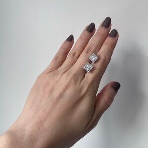 NWT Diamonique Square Halo Diamond Stud Earrings